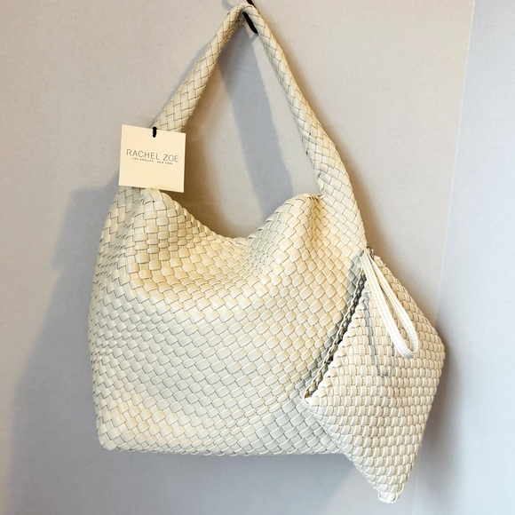 Rachel Zoe Handbags - Rachel Zoe Cream Woven Women's Bag with Matching Wristlet